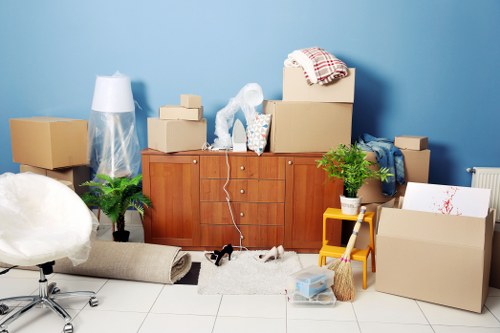 Packed household furniture ready for storage in Wealdstone
